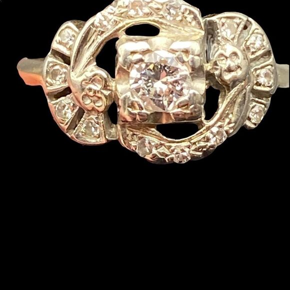 Antique 14kt gold Art Deco diamond ring appraisal included 6.75 - Picture 11 of 16